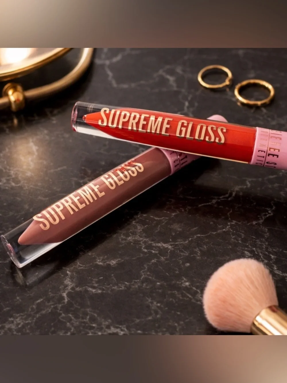 Jeffree Star Supreme Gloss Lip Gloss Set | Full Size | Nude & Red Bundle